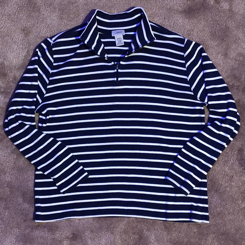 Women’s L.L Bean striped quarter- zip